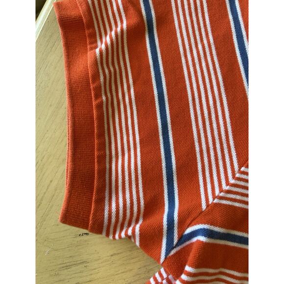 Y2K Mens XXL Striped Polo Orange Blue Coastal Preppy Academia College Golf 2XL - Picture 4 of 8